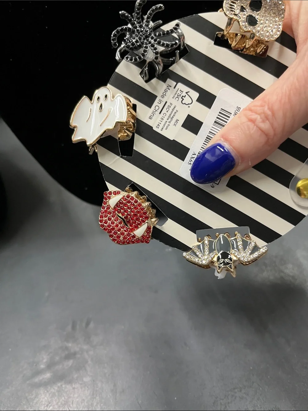 NWT Piper K Halloween Small Metal Hair Clip Set - Black, White, Red, Gold, Green